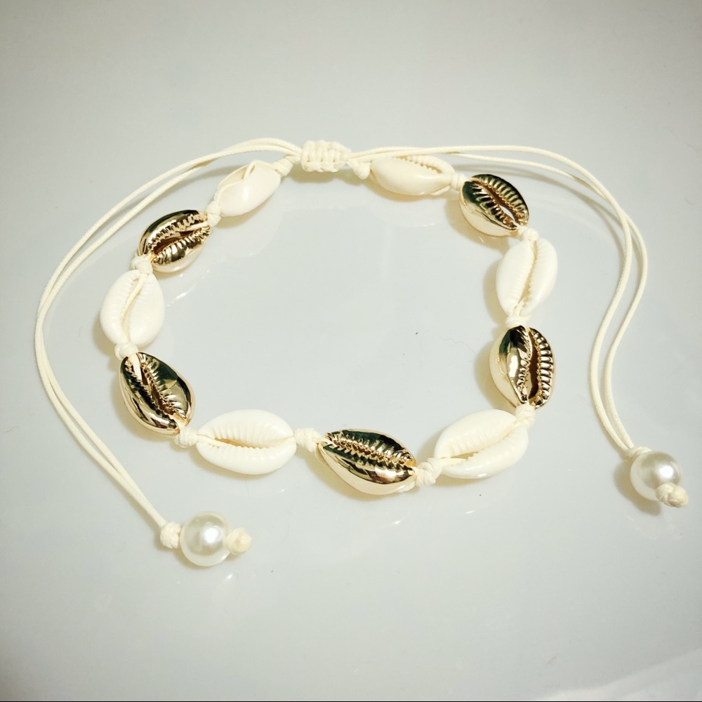 3/$15 SALE Gold and white cowrie shell choker